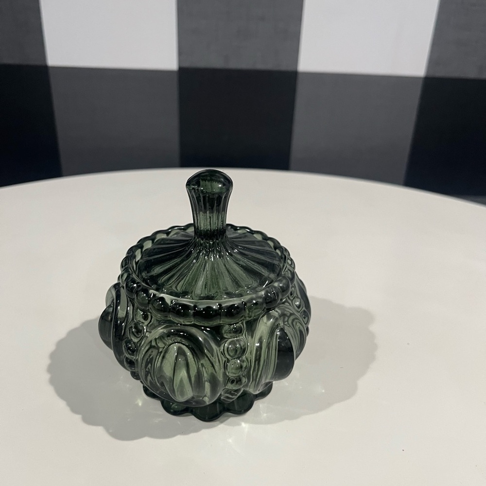 Green Glass Candy Dish